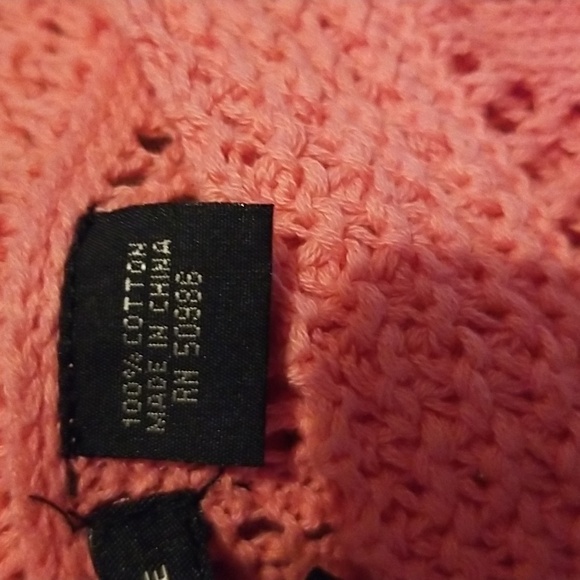 NWOT M Coral Cotton Crocheted Sweater - Picture 7 of 7